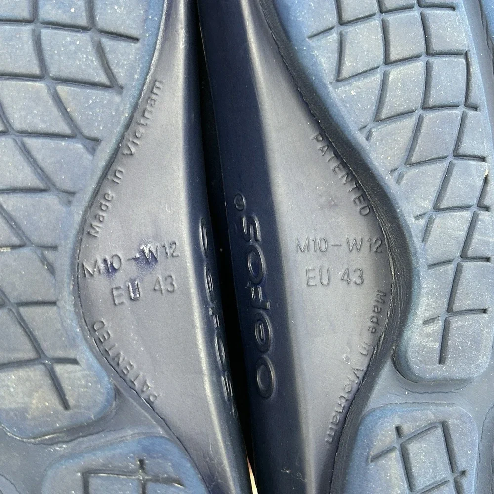 Oofos OOahh Unisex Recovery Sandals Size Mens 10 Womens 12‎ Navy Blue Comfort